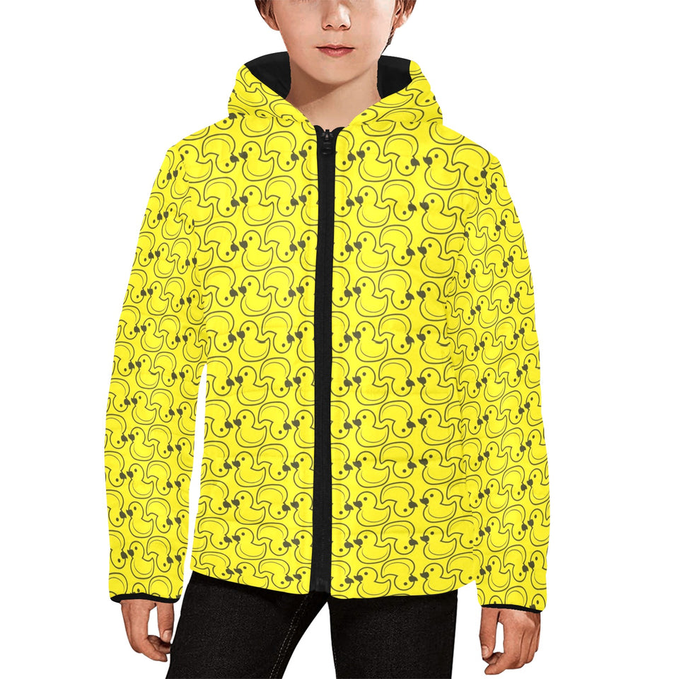 Duck Pattern Print Design 02 Kids' Boys' Girls' Padded Hooded Jacket