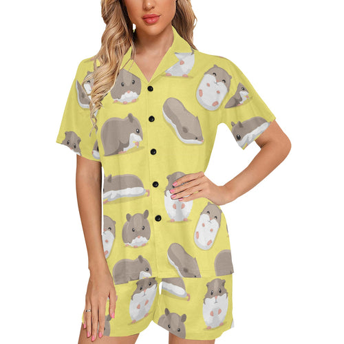 Cute Hamster pattern Women's V-Neck Short Pajama Set