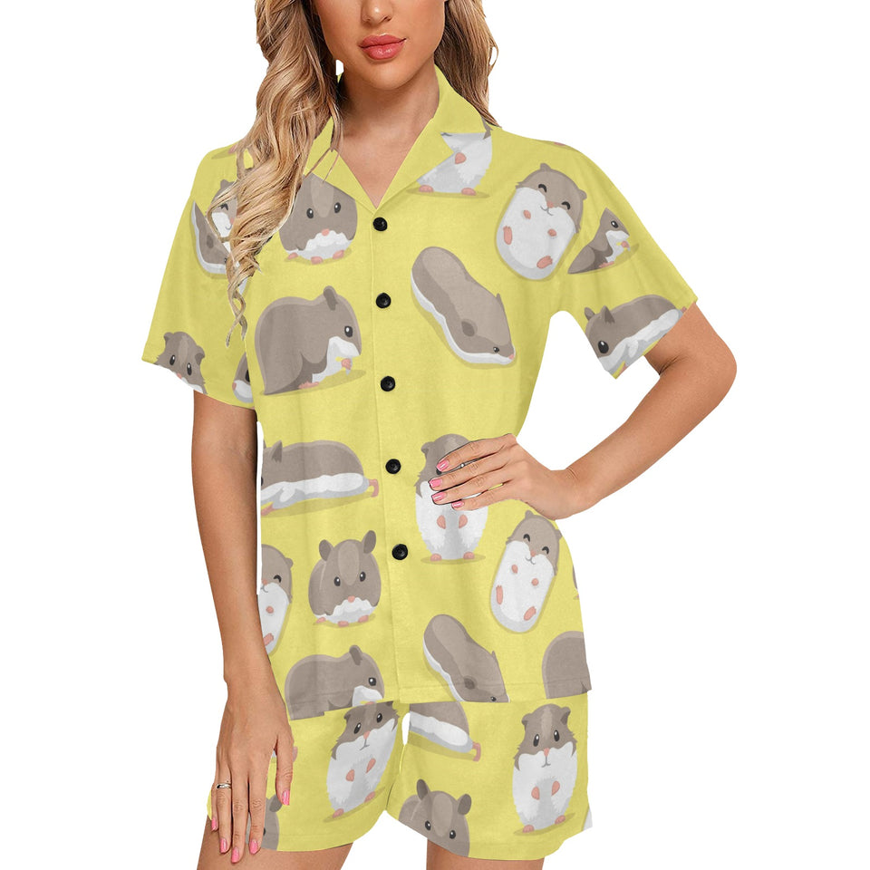 Cute Hamster pattern Women's V-Neck Short Pajama Set