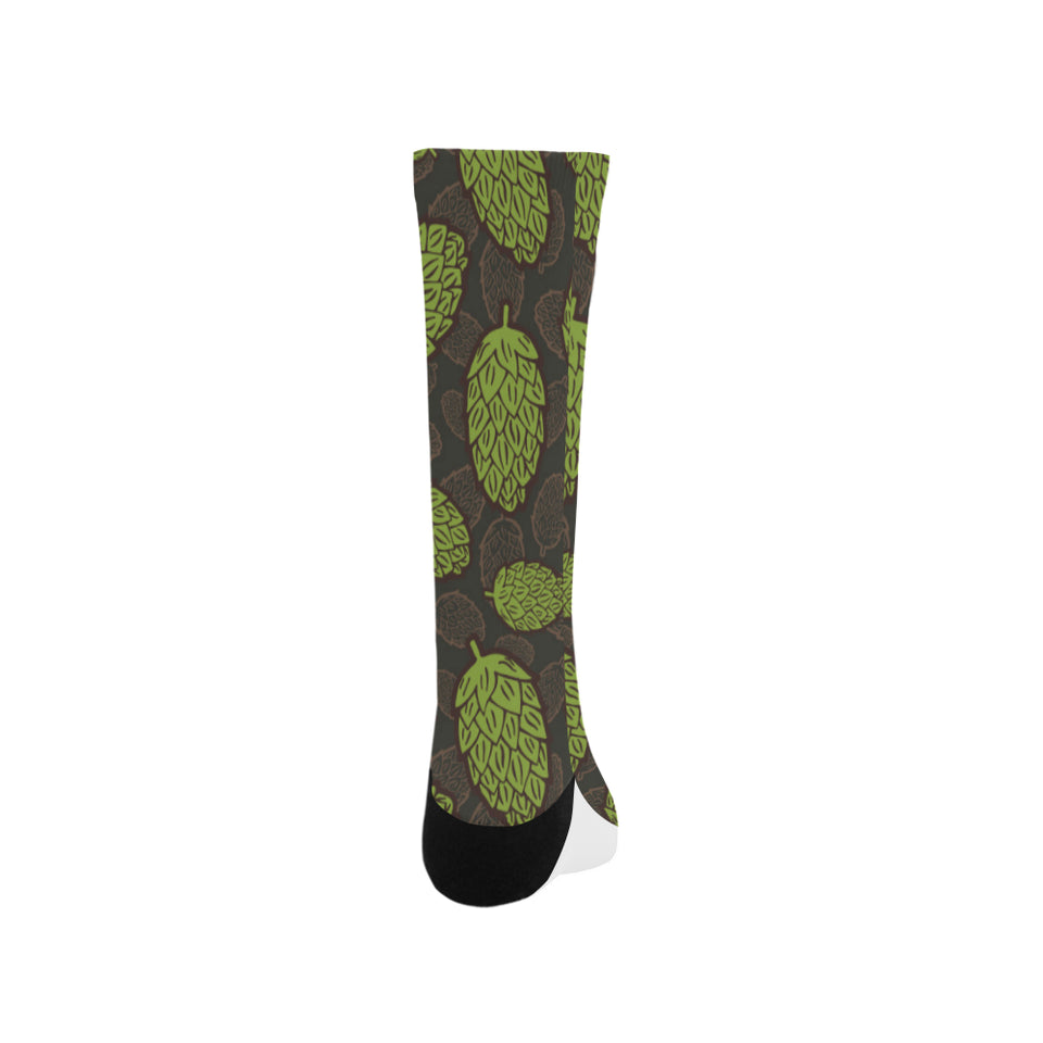 Hop pattern black background Crew Socks