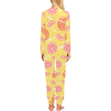 Grapefruit yellow background Women's All Over Print Pajama Set
