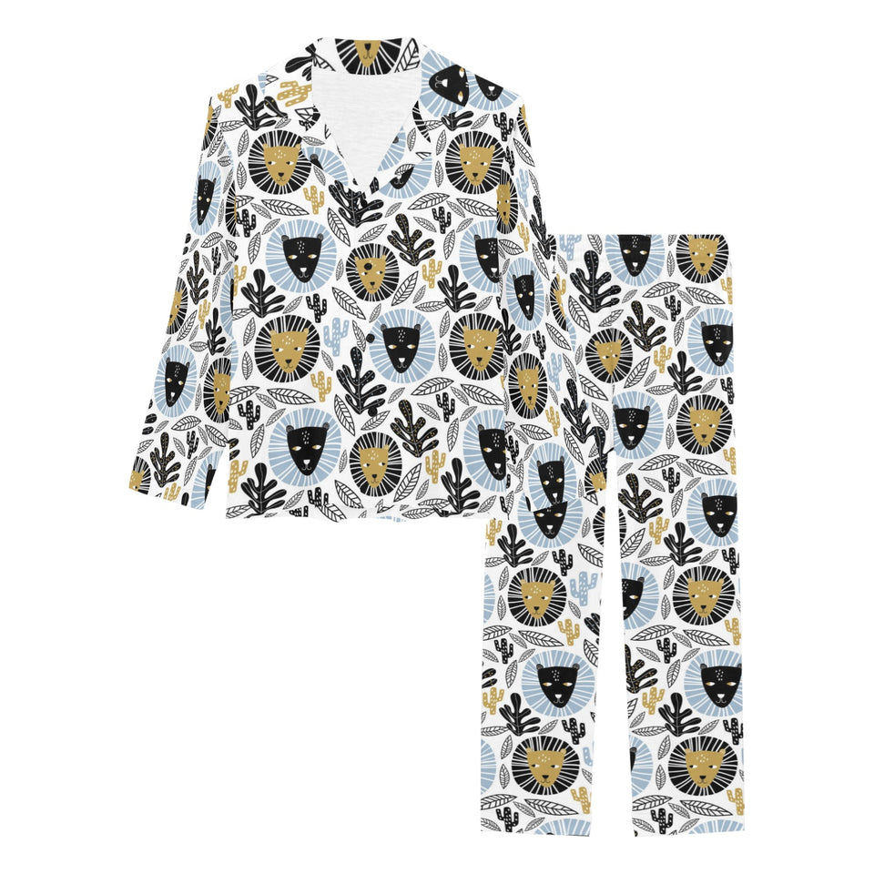 Lion Pattern Print Design 05 Women's Long Pajama Set
