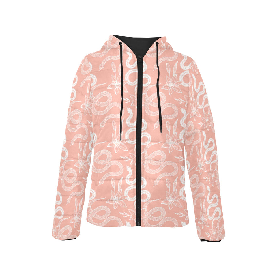 Snake lilies flower pattern Women's Padded Hooded Jacket