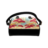 Red Bonsai gray sun japanese pattern Shoulder Handbag