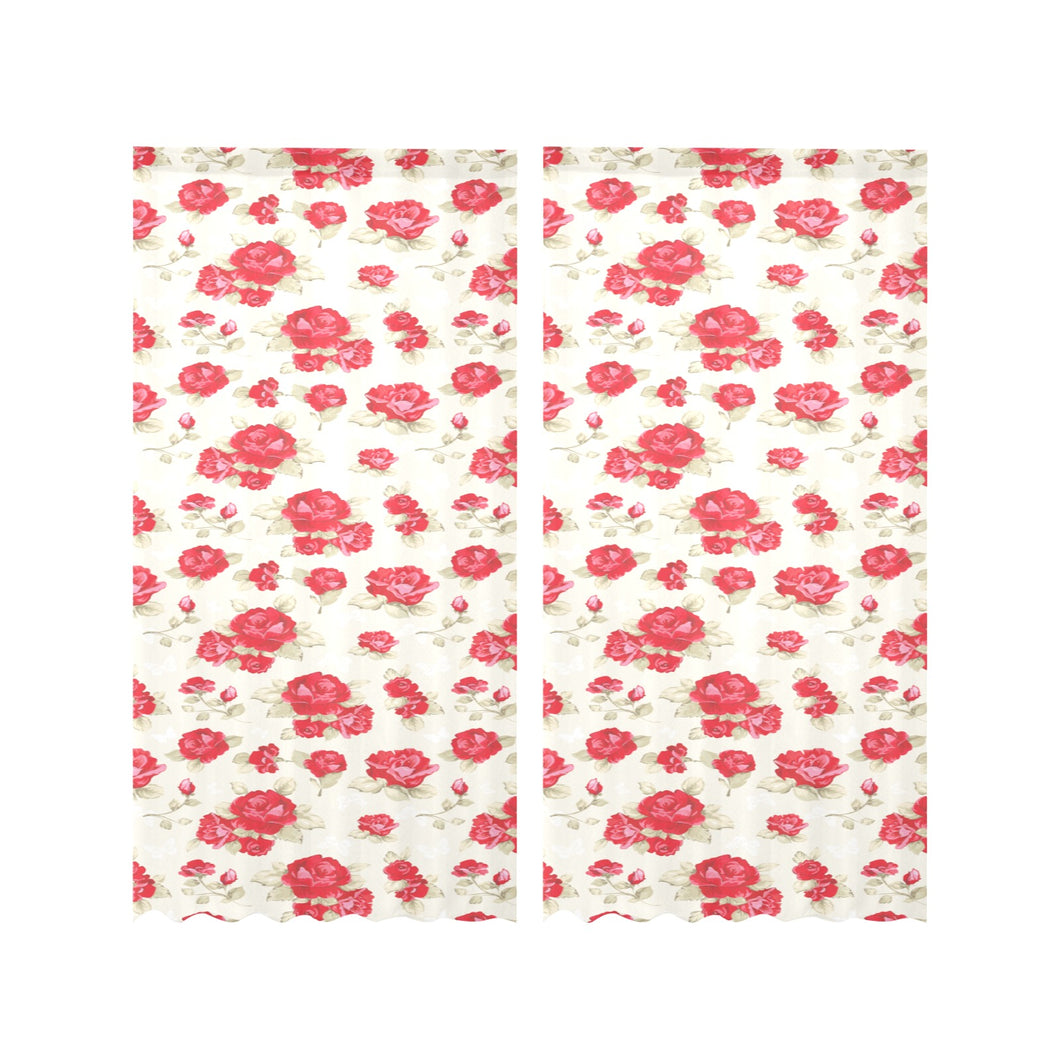 Rose Pattern Print Design 01 Gauze Curtain