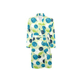 blueberry flower pattern Men's Long Sleeve Belted Night Robe