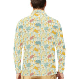 Hippopotamus Pattern Print Design 04 Men's Long Sleeve Polo Shirt