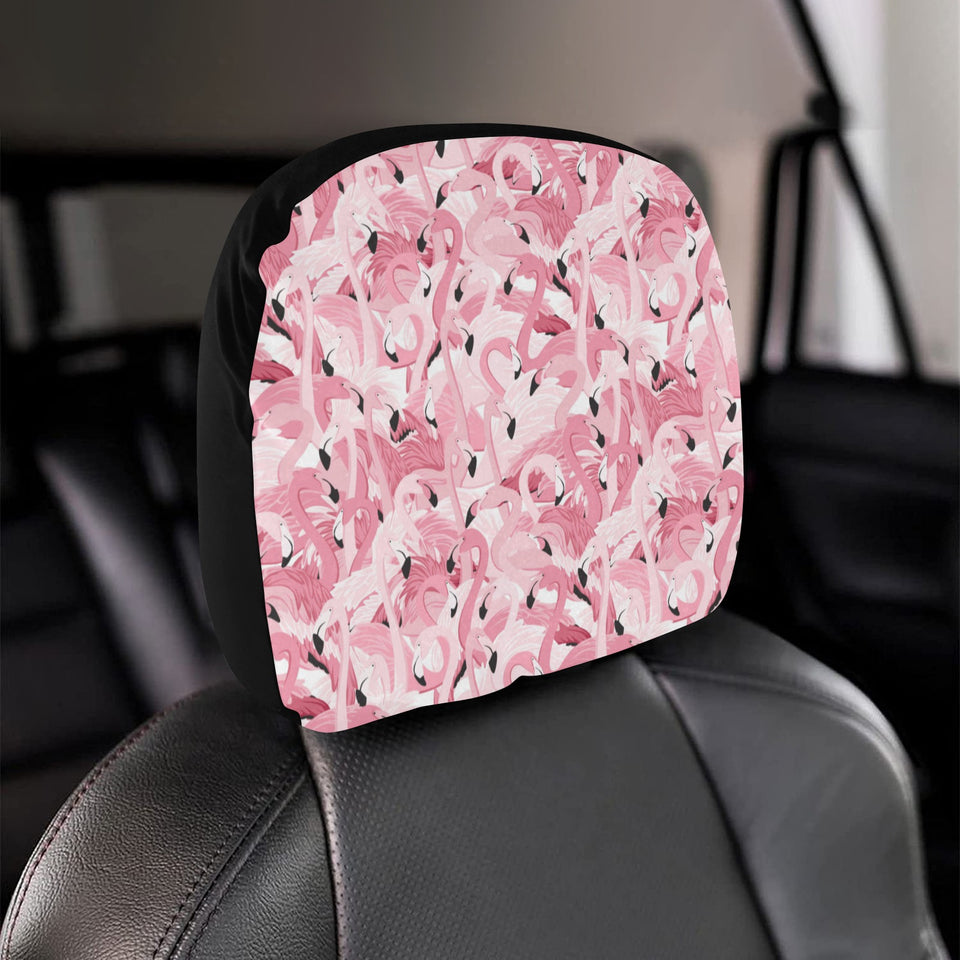 Pink flamingos pattern background Car Headrest Cover
