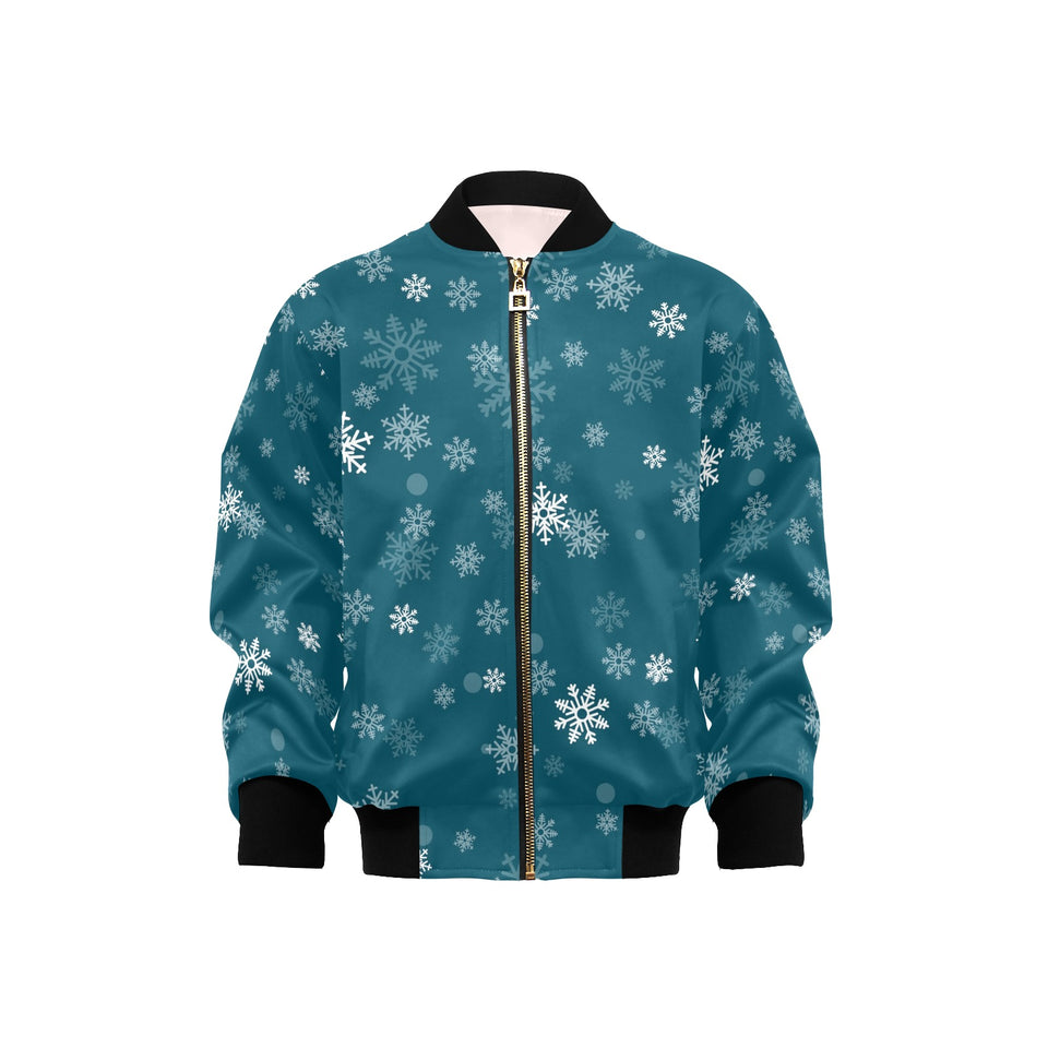 Snowflake pattern dark background Kids' Boys' Girls' Bomber Jacket