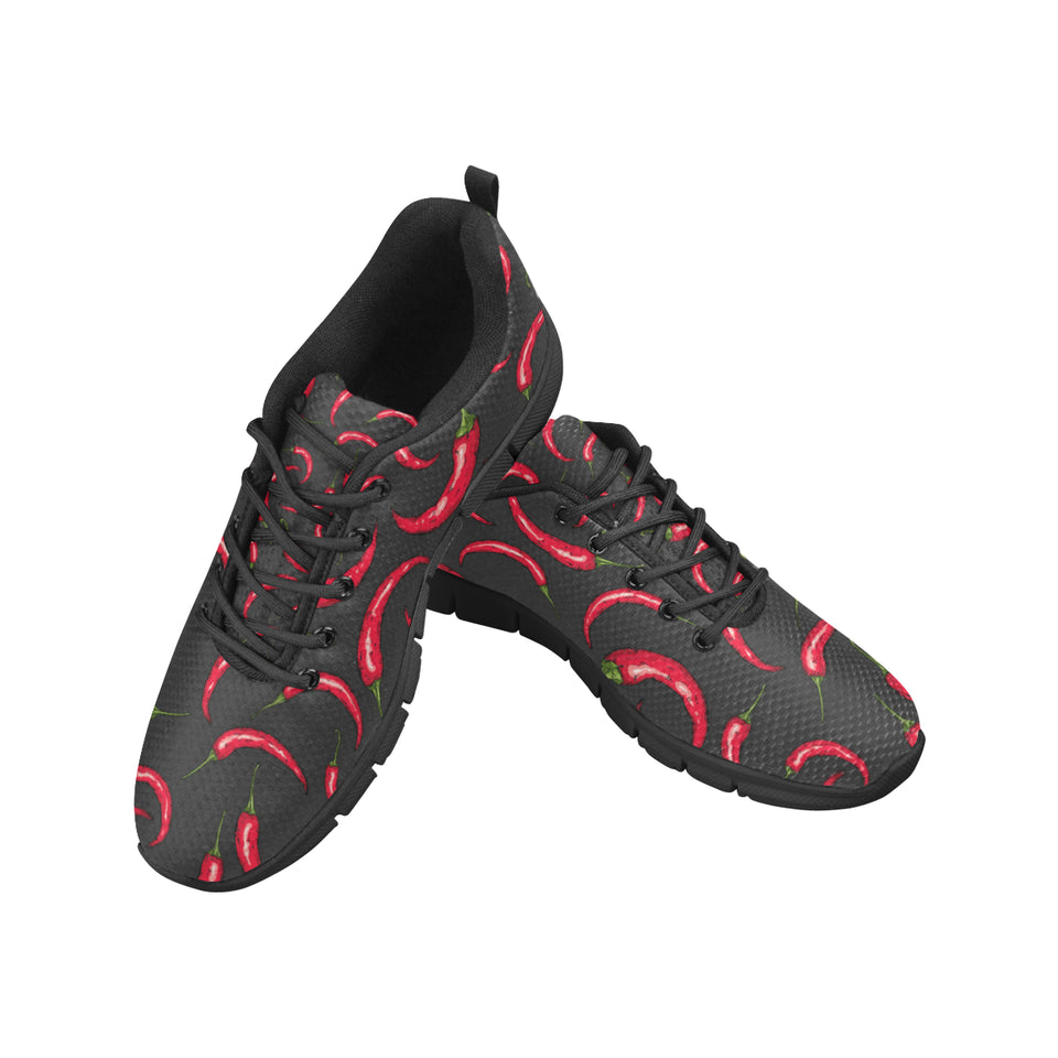 Chili peppers pattern black background Men's Sneaker Shoes