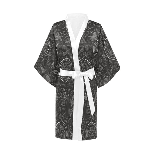 Pizza pattern Women's Short Kimono Robe