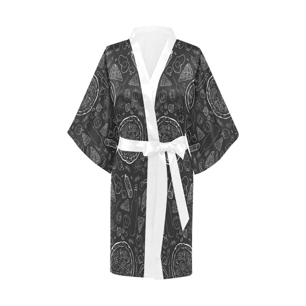 Pizza pattern Women's Short Kimono Robe