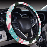 Toucan tropical flower leave pattern Car Steering Wheel Cover