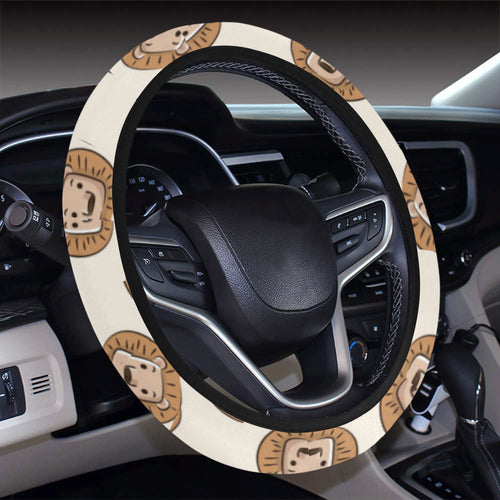 Lion Pattern Print Design 01 Car Steering Wheel Cover