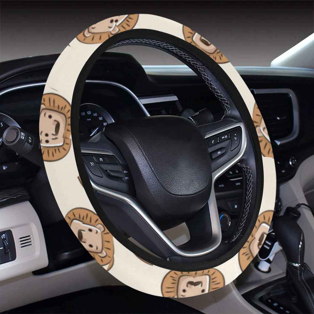 Lion Pattern Print Design 01 Car Steering Wheel Cover