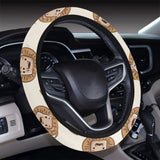 Lion Pattern Print Design 01 Car Steering Wheel Cover