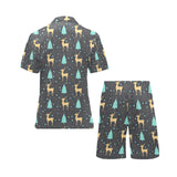 Deers star tree pattern Men's V-Neck Short Pajama Set