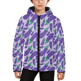 Eggplant Pattern Print Design 03 Kids' Boys' Girls' Padded Hooded Jacket