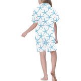 Watercolor starfish pattern Kids' Boys' Girls' V-Neck Short Pajama Set