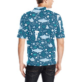 Cute shark pattern Men's All Over Print Polo Shirt