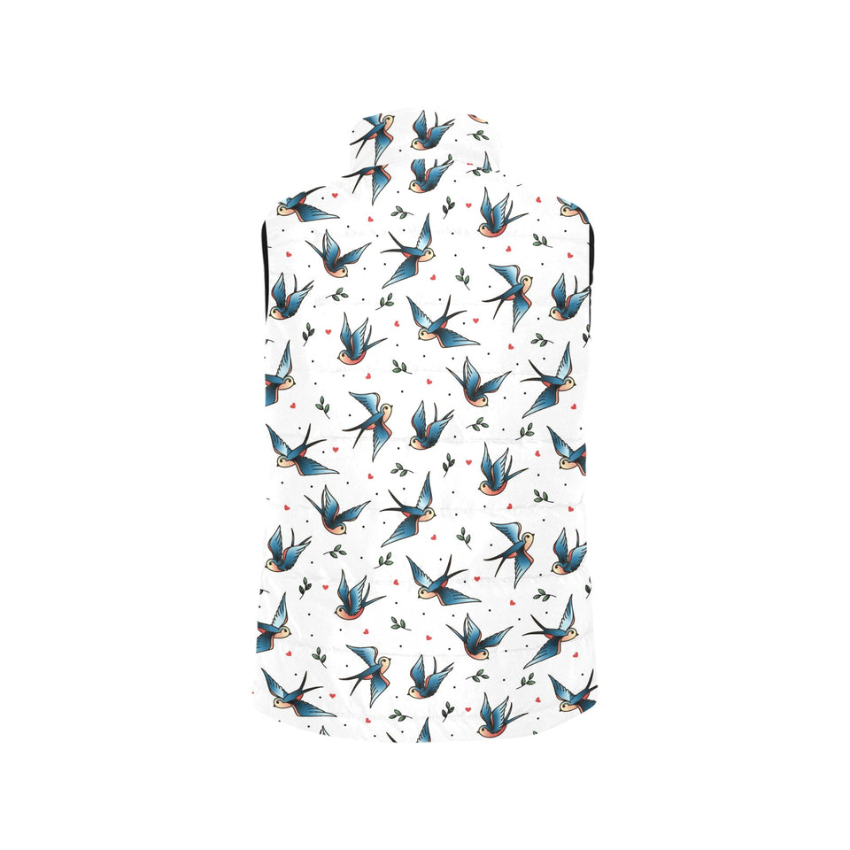 Swallow Pattern Print Design 04 Women's Padded Vest