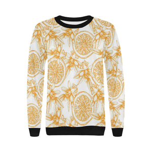 hand drawn orange fruit pattern Women's Crew Neck Sweatshirt