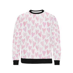 Watercolor pink heart pattern Men's Crew Neck Sweatshirt