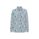 poodle dog pattern Women's Long Sleeve Polo Shirt