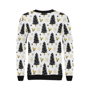 Christmas tree holly snow star pattern Women's Crew Neck Sweatshirt