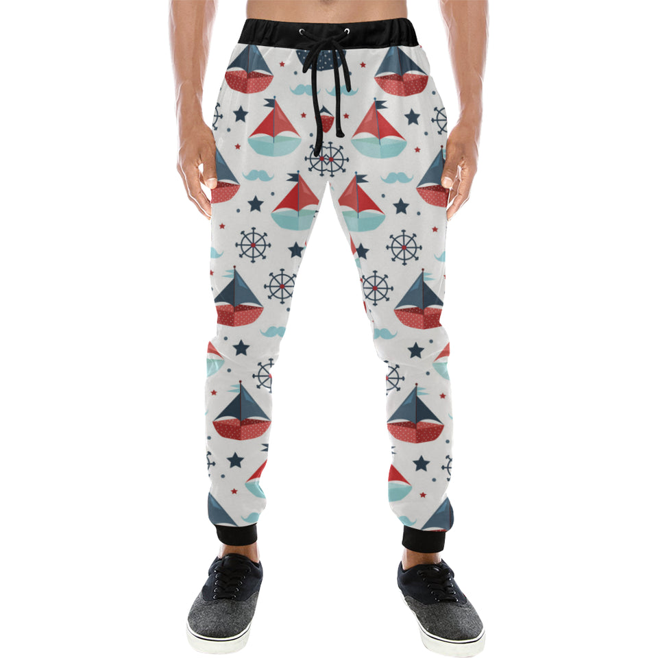 Cute color paper sailboat pattern Unisex Casual Sweatpants