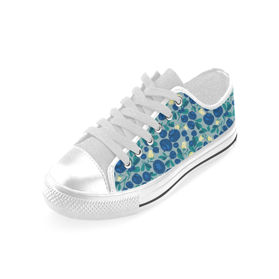 blueberry design pattern Men's Low Top Shoes White
