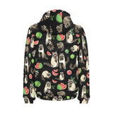 Raccoon watermelon pattern Men's Padded Hooded Jacket