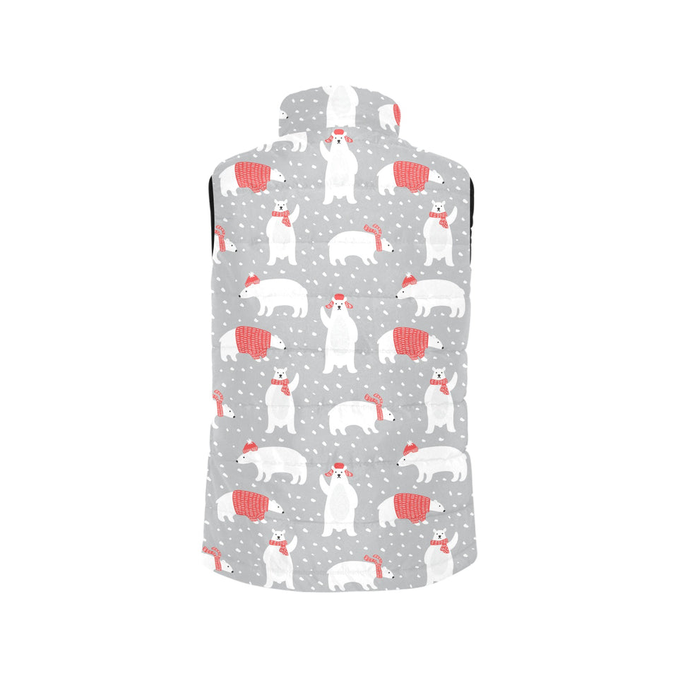 Cute polar bear christmas snow pattern Women's Padded Vest
