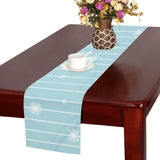 Snowflake pattern blue stripe background Table Runner