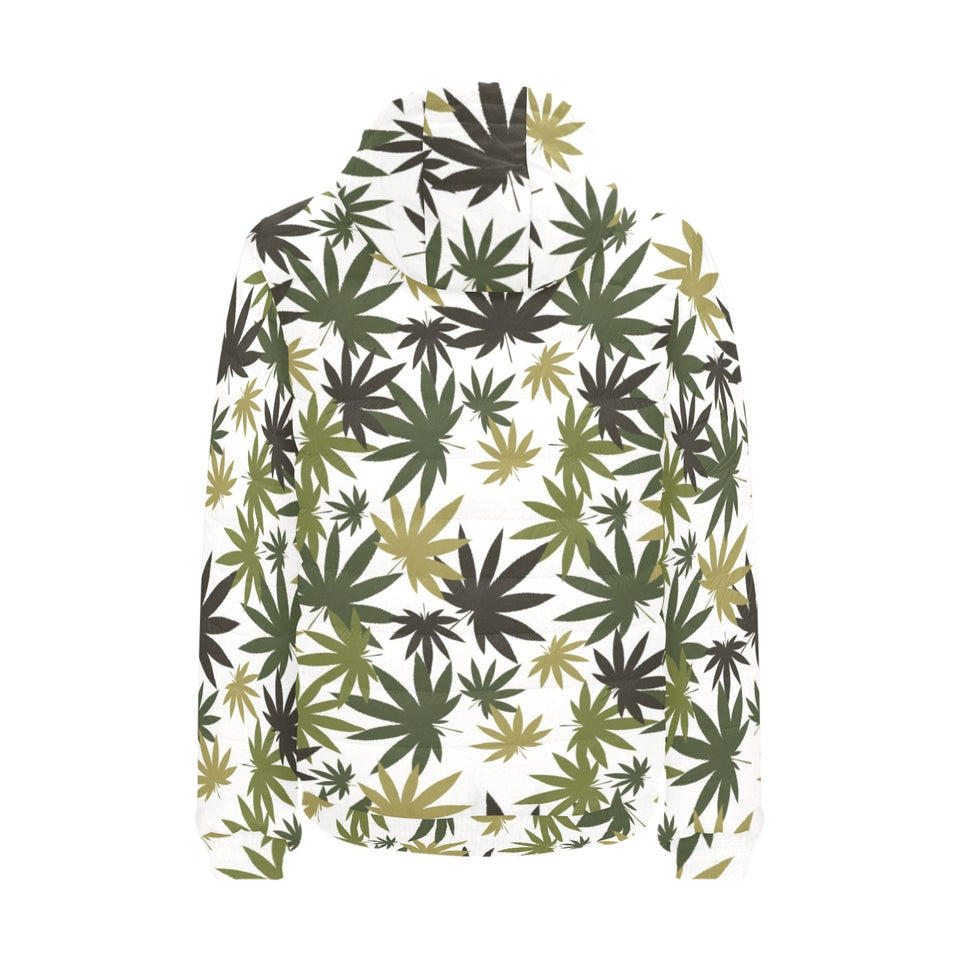Canabis Marijuana Weed Pattern Print Design 05 Men's Padded Hooded Jacket