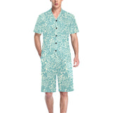 Classic Hand drawn Grape pattern Men's V-Neck Short Pajama Set