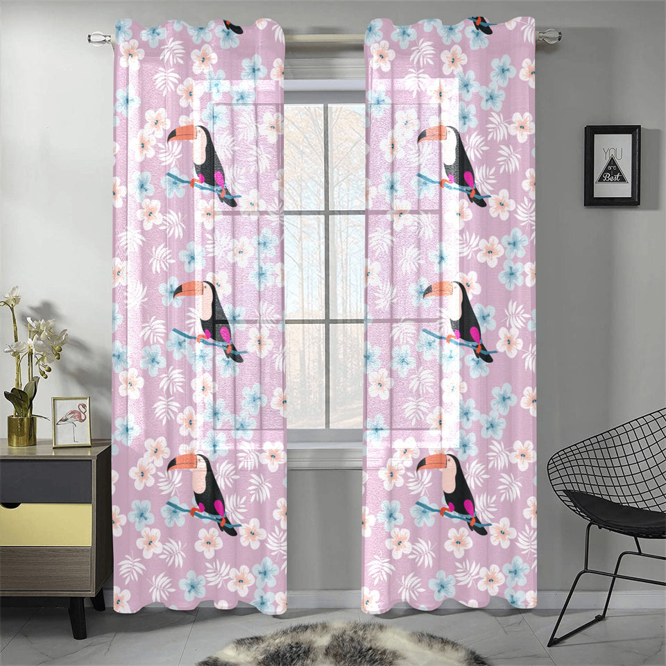 Beautiful toucan flower leaves Gauze Curtain