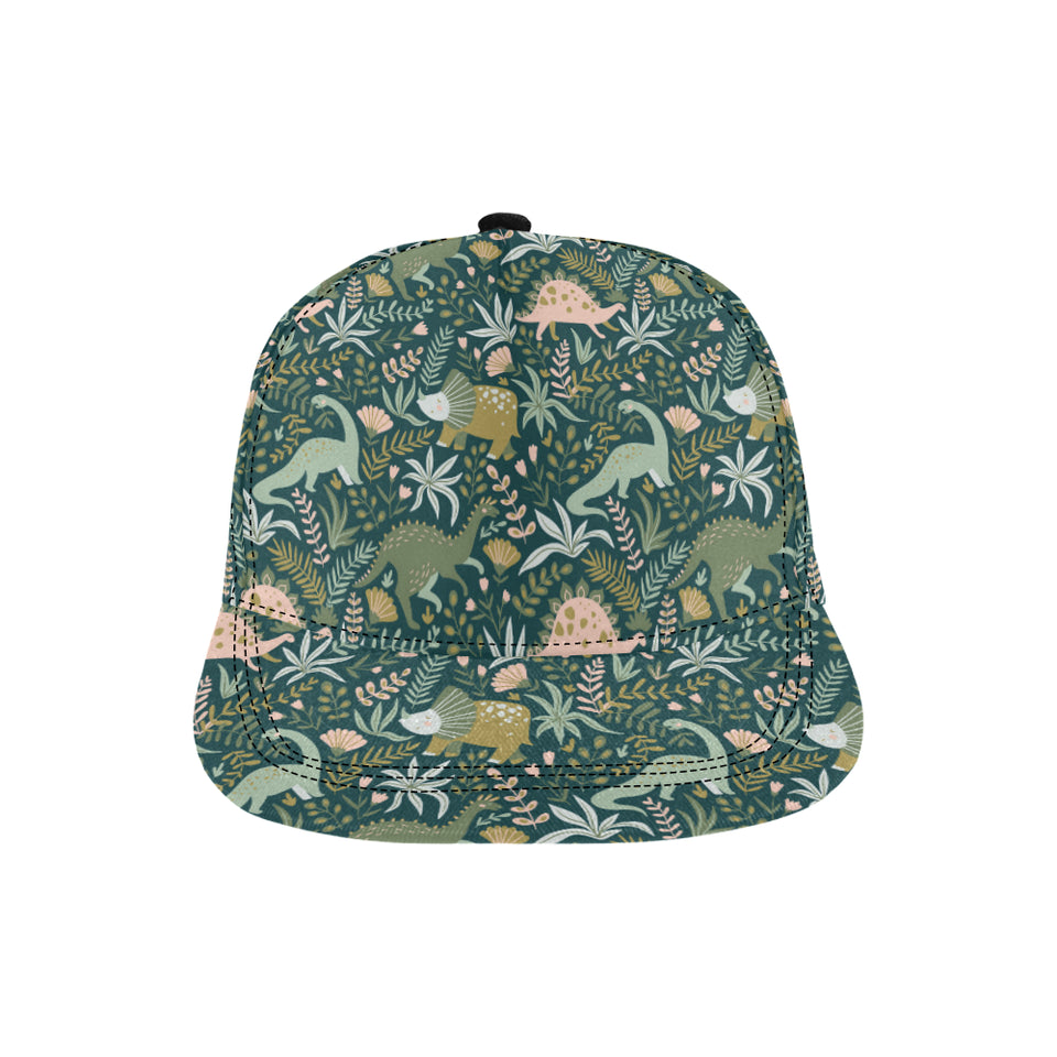 dinosaurs tropical leaves flower pattern All Over Print Snapback Cap