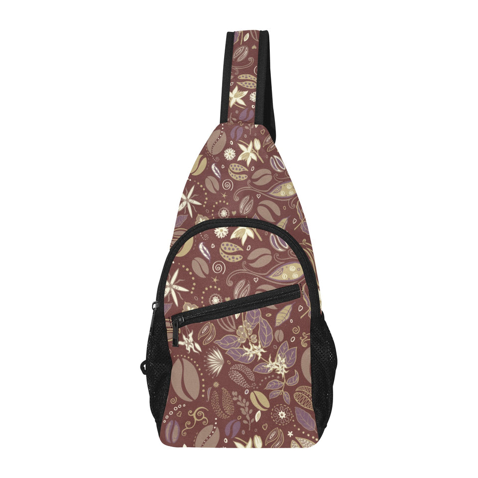 Coffee bean flower pattern All Over Print Chest Bag