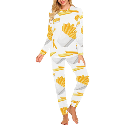 French fries white paper box pattern Women's All Over Print Pajama Set