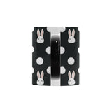 Cute white rabbit polka dots black background Morphing Mug Heat Changing Mug