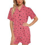 watermelon texture background Women's V-Neck Short Pajama Set
