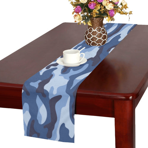Blue camouflage pattern Table Runner