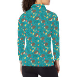 Hedgehog Pattern Print Design 01 Women's Long Sleeve Polo Shirt