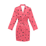 watermelon texture background Women's Long Sleeve Belted Night Robe