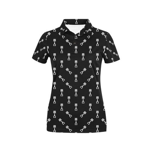 Engine Piston Black Theme Pattern Print Design 03 Women's All Over Print Polo Shirt