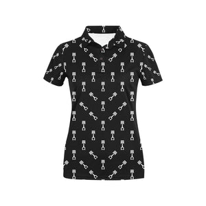 Engine Piston Black Theme Pattern Print Design 03 Women's All Over Print Polo Shirt