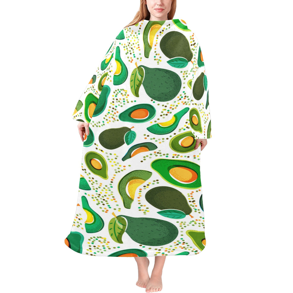 Avocado design pattern Blanket Robe with Sleeves