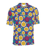 Passion fruit blue background Men's All Over Print Polo Shirt