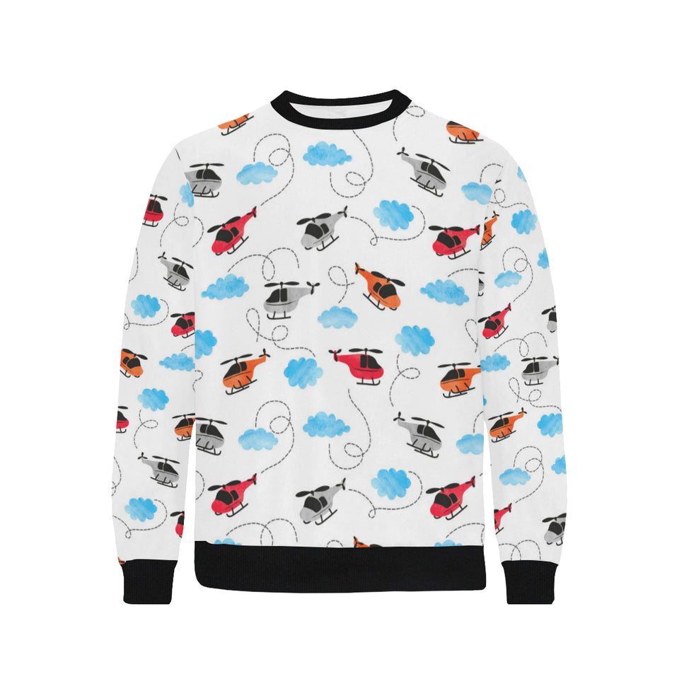 Watercolor helicopter cloud pattern Men's Crew Neck Sweatshirt